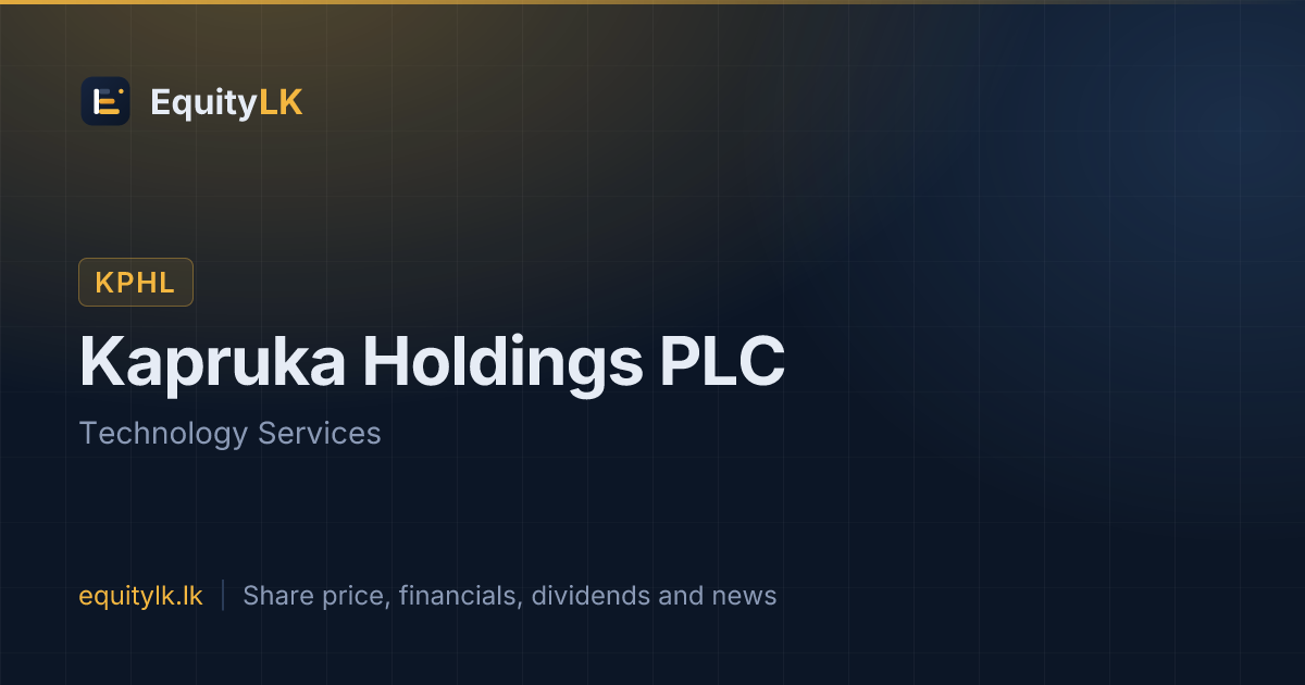 Kapruka Holdings (KPHL) share price, chart & dividends